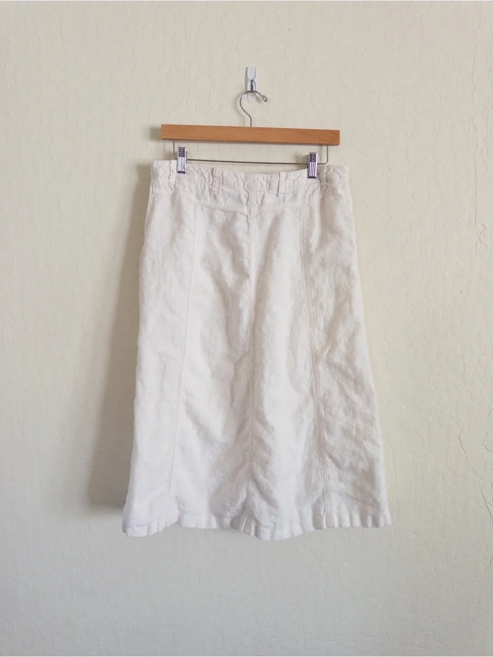 Talbots 100% Linen Seamed Straight Midi Skirt size 8 White Coastal Beach Summer